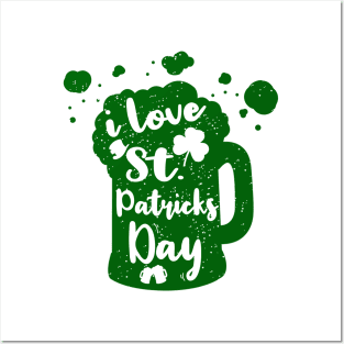 St Patrick's Day Irish Funny Clover Shamrock Beer Silhouette Posters and Art